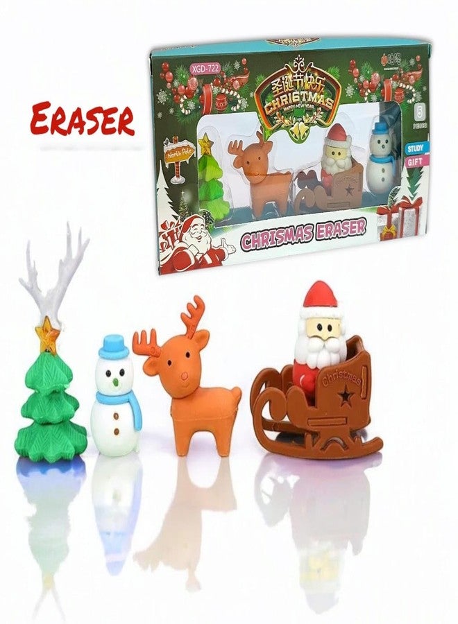 AMYCAUR Christmas Stylish 3D Santa Big Box Eraser Non-Toxic Smudge-Free Rubbers Cute Santa Erasers Christmas Gift for Kids Birthday Return Gift For Kids Santa Gift Set Stationery Gift for Kids (3 Pcs) - Image 3